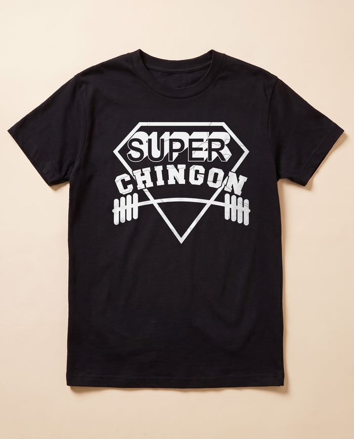 Super Chingón black tee — flat lay